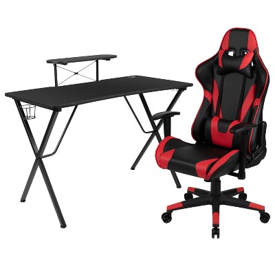 Blackarc Zulu Gaming Desk And Chair Set, Ergonomic Gaming Chair With Usb  Massage, Slide-out Footrest, And Detachable Headrest Pillow : Target