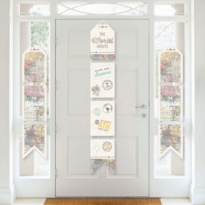 Big Dot of Happiness World Awaits - Hanging Vertical Paper Door Banners - Travel Themed Party Wall Decoration Kit - Indoor Door Decor