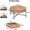Round Coffee Table with Two Drawers, Circle Center Table, Farmhouse Coffee Table for Living Room, Wood Look Cocktail Table with Metal Frame - 2 of 4
