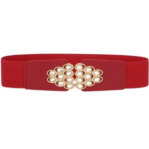 INSPIRE CHIC Women's Fashion Rhinestone Wide Elastic Thick Stretch Belts 1 Pc - 1 of 4