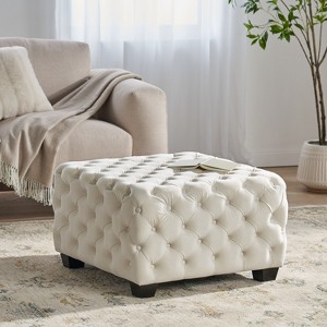 Sapphtopaz Modern Velvet Ottoman Vanity Stool Entryway Bench with Button Tufting Ottoman Shoe Bench for Living Room, Entryway - 1 of 4