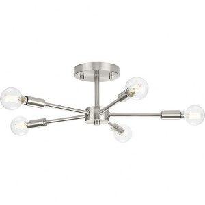 Progress Lighting, Delayne Collection, 5-Light Semi-Flush Mount, Brushed Nickel, No Shade - 1 of 1