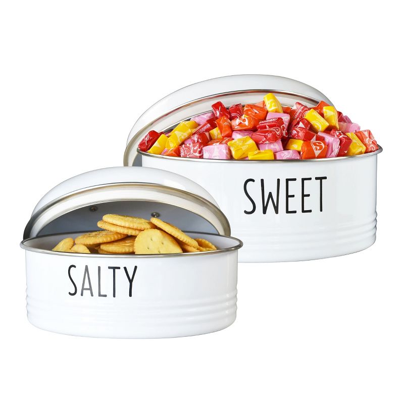 Outshine Co Farmhouse Round Tin Snack Containers with Lids - Set of 2, 1 of 9