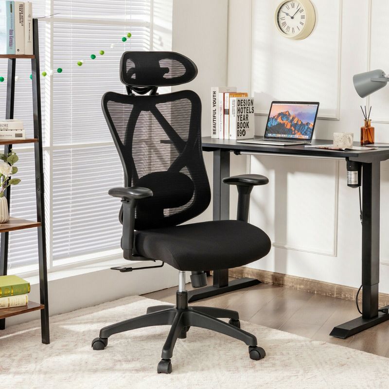 Costway Reclining Mesh Office Chair Swivel Chair w/ Adjustable Lumbar Support, 2 of 11