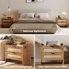 Rattan Nightstand with Charging Station & 2 Drawers - Modern Bedside Cabinet Organizer for Bedroom, Living Room, Home Office - 3 of 4