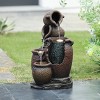 LuxenHome Rustic Brown Urns Resin Outdoor Fountain with Lights - 4 of 4