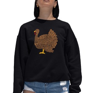 LA Pop Art Thanksgiving - Women's Word Art Crewneck Sweatshirt - 1 of 4