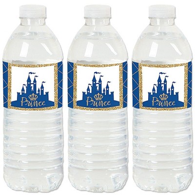 Big Dot of Happiness Royal Prince Charming - Baby Shower or Birthday Party Water Bottle Sticker Labels - Set of 20