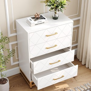 4-Drawer Dresser for Bedroom with Metal Handles and Runner, Multi-Purpose Cabinet for Bedroom, Hallway, Living Room - 1 of 4