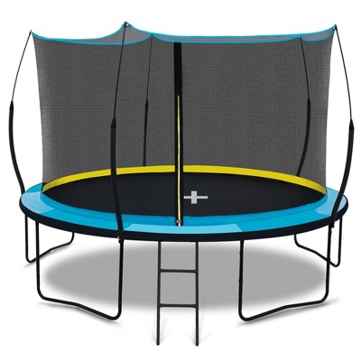 VisioGear Trampolines, Trampoline with Safety Enclosure Net, Trampoline with Curved Fence Pole, Blue, 144"*144"*107"