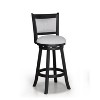 2-piece swivel bar stool set, upholstered seat, nailhead trim, footstool, wooden dining furniture, black - 3 of 4