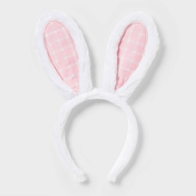 Bunny Ears Easter Headband White Pink Gingham - Spritz™