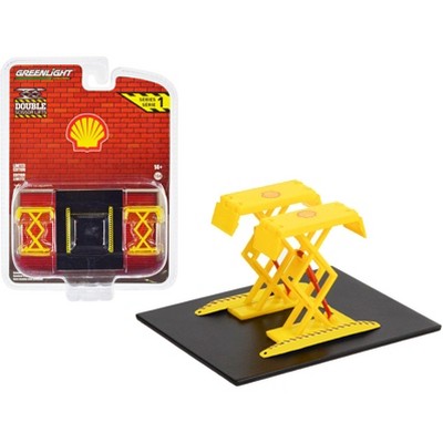 Automotive Double Scissor Lift "Shell Oil" Yellow "Double Scissor Lifts" Series 1 1/64 Diecast Model by Greenlight