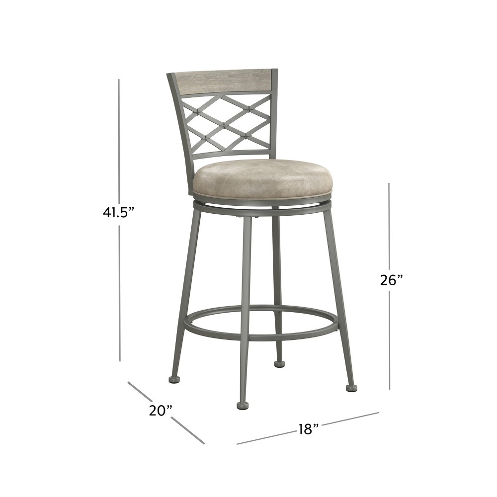 Photos - Chair Hutchinson Metal Swivel Counter Height Barstool Pewter: 26” Seat, Weathere 