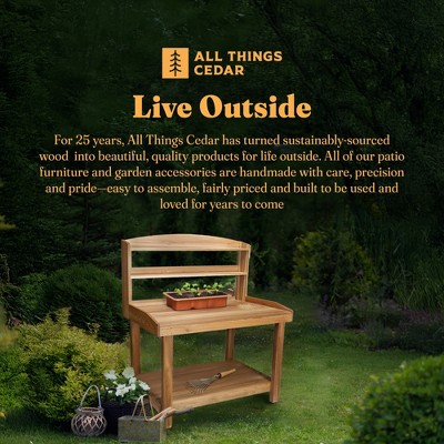 Cedar Wood Outdoor Potting Bench with Shelves