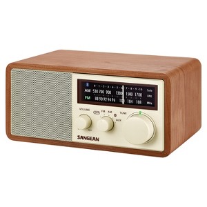 Sangean® Bluetooth® Tabletop Retro Wooden-Cabinet AM/FM/Aux Radio Receiver, WR-16 in Brown - 1 of 4
