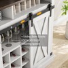 Farmhouse Coffee Bar Cabinet, 75" Tall Kitchen Hutch with Storage Shelves, 2 Sliding Barn Doors, 6 Hooks, Large Sideboard Buffet Cabinet, Brown/White - 4 of 4