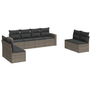 vidaXL Garden Sofa Set Grey, Dark Grey PE Rattan Large Adjustable Feet - 1 of 4