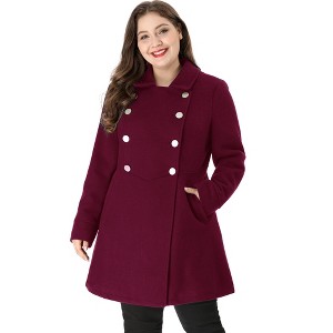 Agnes Orinda Women's Plus Size Winter Fashion Double Breasted with Pockets Warm Pea Coats - 1 of 4