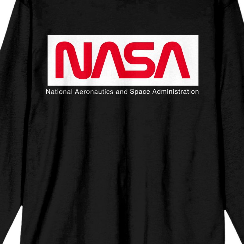 NASA Classic Red Logo Men's Black Crew Neck Long Sleeve Graphic Tee, 2 of 4
