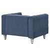 Modern Comfy Fabric Upholstered Sofa Chair,Wooden Legs Button Tufted Backrest Sofa,Padded Lounge Arm Chair for Living Room,Bedroom-Coolbibila - 4 of 4