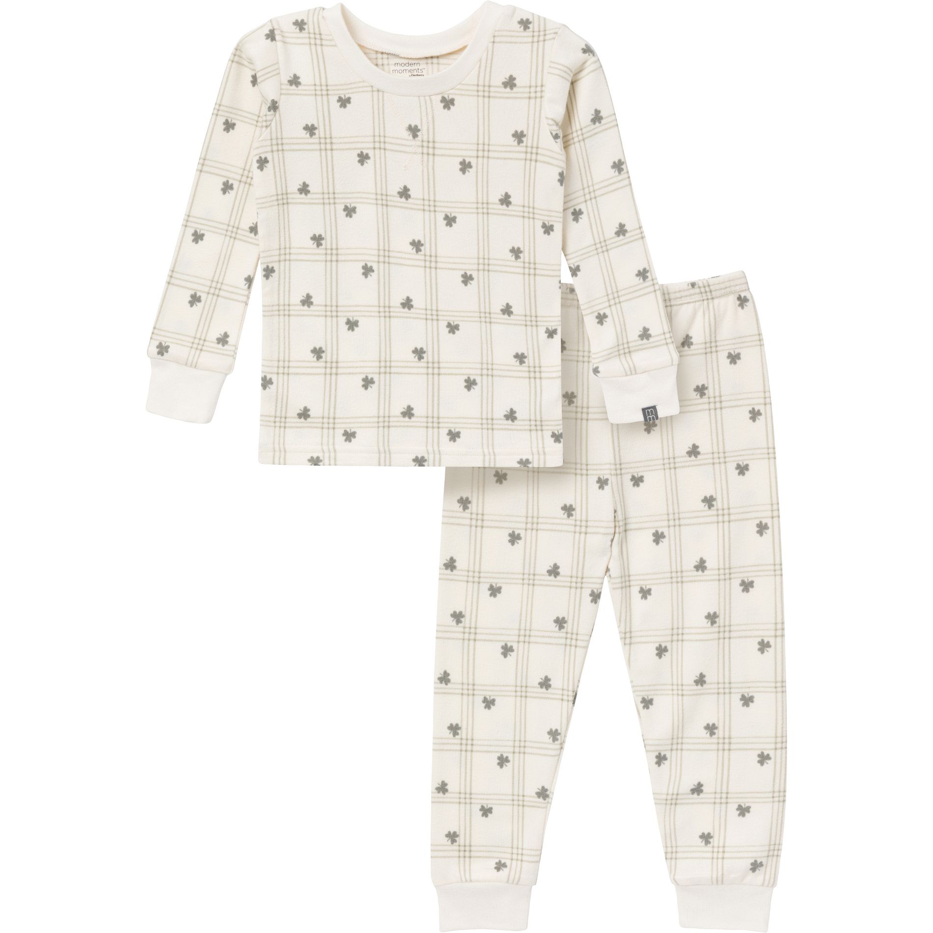 Modern Moments™ by Gerber Toddler Neutral 2-Piece Tight Fitting Pajamas Set, Ivory Shamrock