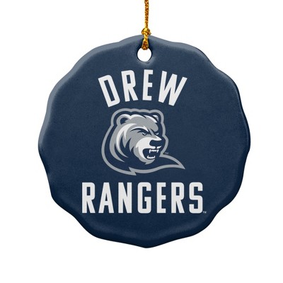 Drew University Rangers Logo Porcelain Scalloped Holiday Christmas Tree Ornament