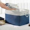 Aoibox Jumbo Collapsible Storage Bins for Shelves 3 Pack 20x16x14 Inch Canvas Organizer Cubes White Jean Blue - 4 of 4