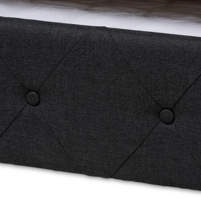Full Dark Gray Upholstered Wood Frame Tufted Daybed