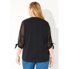 Catherines Women's Plus Size Petite Swiss Dot Tie Sleeve Blouse - 3 of 4