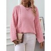 Womens Sweater Tops Cable Knit Round Neck Casual Pullover Sweater - 4 of 4