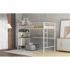 Twin Size Metal Loft Bed with Desk, Ladder and Guardrails - 3 of 4