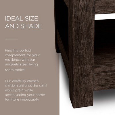 Weathered Brown Rectangular Wooden Coffee Table with Storage Shelf