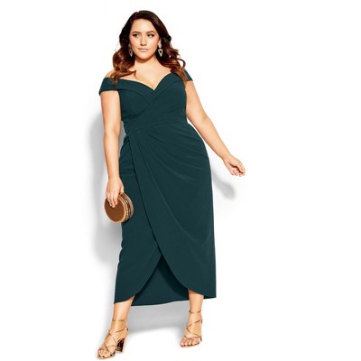 Women's Plus Size Ripple Love Dress - Emerald | City Chic : Target
