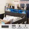 Upholstered Platform Bed Frame with Guardrail, Storage Headboard & Drawer - 3 of 4