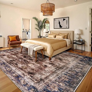 AMERLIFE Area Rug, Machine Washable Vintage Carpet with Non-Slip Backing, Soft Rug for Living Room, Bedroom, Hallway Use - 1 of 4