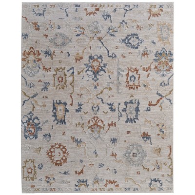 Pasha Transitional Floral & Botanical Ivory/Blue/Gold Area Rug