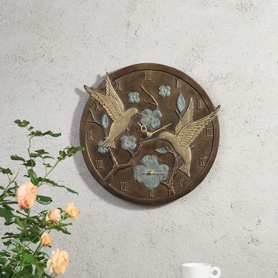 SPI Home Hummingbird Pair Wall Mounted Sculpture – 16" Wide Handcrafted Wall Art for Indoor/Outdoor Display