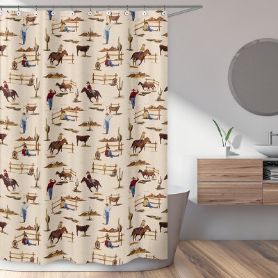 Wild West Cowboy Multicolor Microfiber Shower Curtain 72x72