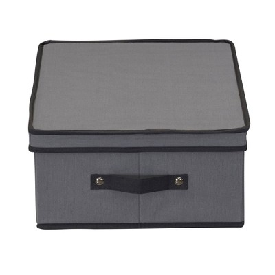 Gray Fabric Stackable Lidded Storage Box with Window
