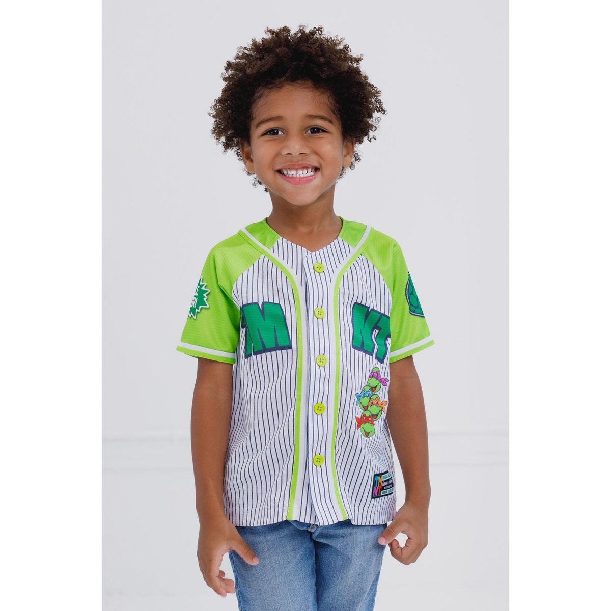 Teenage Mutant Ninja Turtles Mesh Baseball Jersey Button Down Dress Shirt Toddler - thumbnail 3