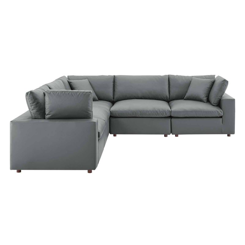 5pc Commix Down Filled Overstuffed Vegan Leather L-Shaped Sectional Sofas Gray - Modway, 1 of 12