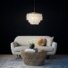 ALOADECOR Unique/Statement Coastal Natural Capiz Shell Round Tiered Chandelier - 2 of 4