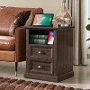 Nightstand with Charging Station & 2 Drawer, Farmhouse End Table for Bedroom, Living Room - 2 of 4