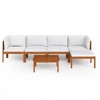 vidaXL 6-Piece Outdoor Lounge Set with Cream Cushions, Acacia Wood Patio Furniture Set, Including Sofas, Table and Footrest - 3 of 4