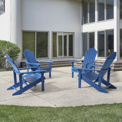 Sonkuki 4-Pack Faux Wood Adirondack Chair with High Back and Wide Seat