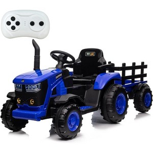12V Kids Ride-On Tractor with Remote Control, Detachable Trailer, 35W Dual Motors, 3 Speed, 7 LED Lights, Durable Electric Farm Truck Toy - 1 of 4