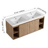 GDFStudio Wendell 48" Wall Mounted Bathroom Vanity with Dual Resin Sinks and Shelves - 3 of 4