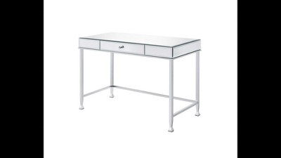 Smoky Mirrored Champagne Writing Desk with Drawer