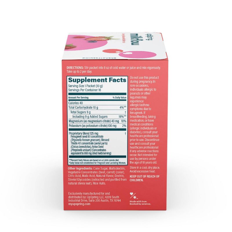 UpSpring MilkFlow Drink Mix Breastfeeding Supplement with Electrolytes - Berry Flavor - 16ct, 5 of 14